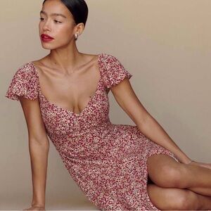 Reformation Baxley Pink Floral Midi Dress Small
